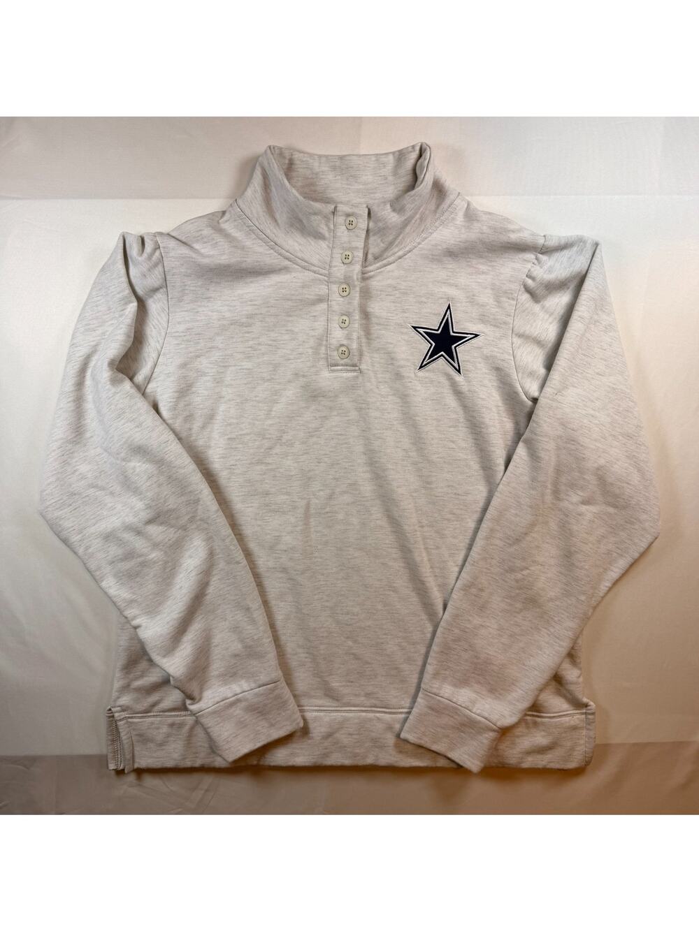 Dallas Cowboys NFL Team Womens Heather Gray Button Quarter Sweater Size Medium